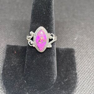 Purple Copper Turquoise Gemstone Ring size 8